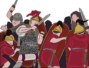 Affrontement pour la libération du consul Vanstenus par Appius Marius et des légionnaires.